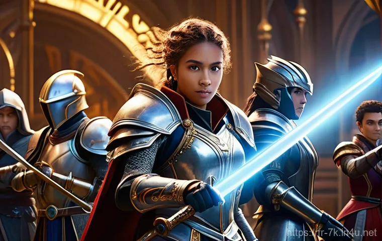 세븐나이츠 시즌별 캐릭터 변화 - **Strategic Battle Formation:** A high-action scene featuring a diverse team of Seven Knights heroes...