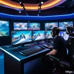 세븐나이츠 글로벌 서버 비교 - A dynamic gaming scene showcasing a diverse group of players from Europe engaged in an intense Seven...
